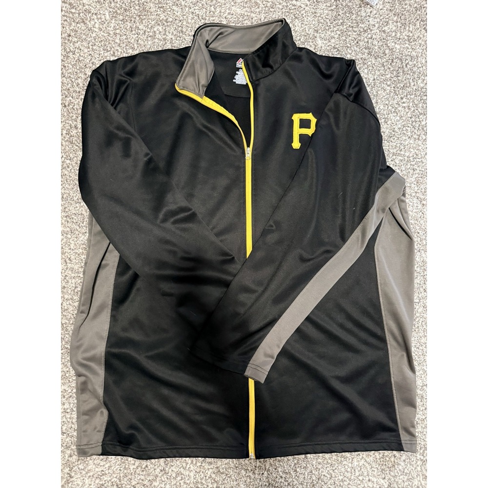 Majestic Pittsburgh Pirates Full Zip Jacket Mens 3XLT Black Yellow MLB baseball